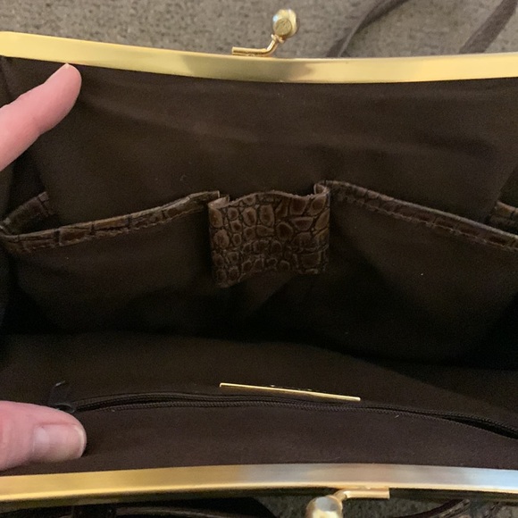 Clasp brown faux reptile handbag - Picture 7 of 7